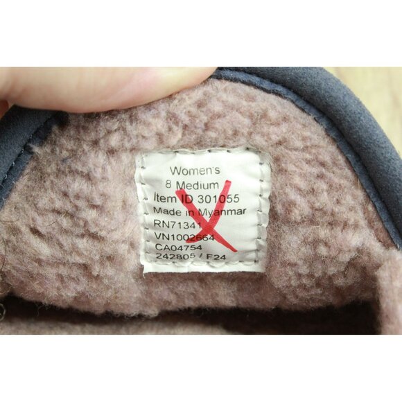 LL Bean Purple Suede Slip-On Fleece Lined Mountain Moccasin Slippers Size 8 M - Picture 8 of 9